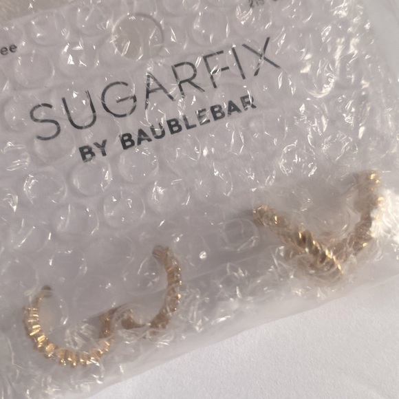 SUGARFIX by Baublebar Crystal Gold Hoop Heart Earrings, NWT - Picture 6 of 6
